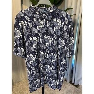 Polo Ralph Lauren Mens XXL Navy Tropical Floral Monstera Leaf Cotton Pique Polo